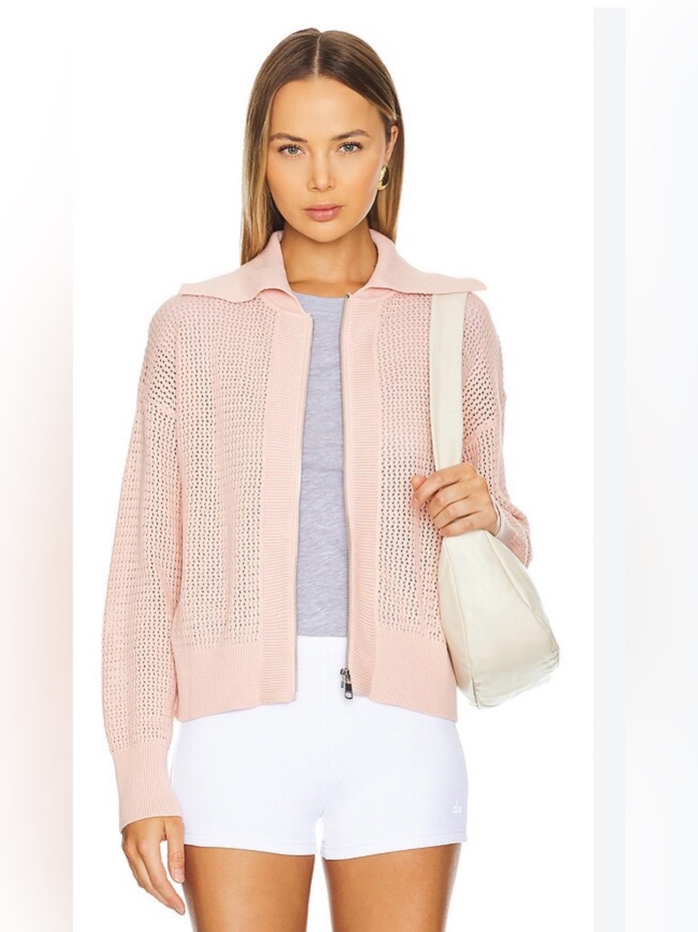 Varley Fairfield Knit Jacket in Rose Smoke